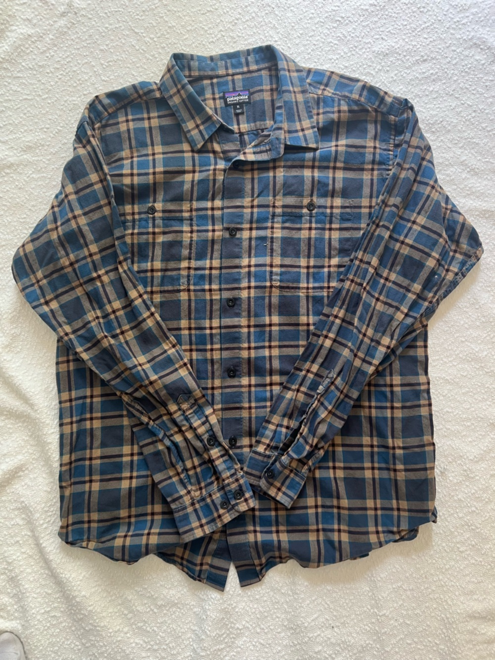 Patagonia Men's Organic Cotton Fjord Flannel Shirt - Blue/Tan Plaid - XL